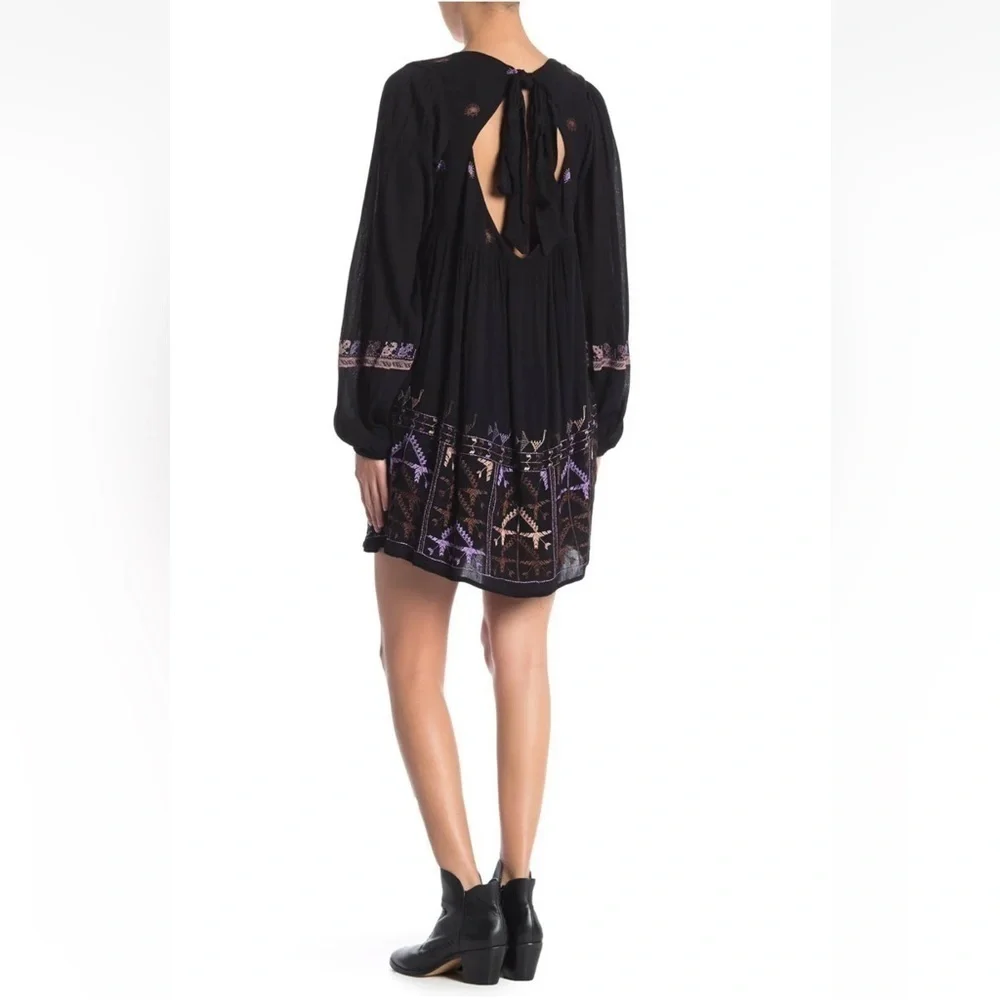 Free People Black Embroidered Rhiannon mini dress size small